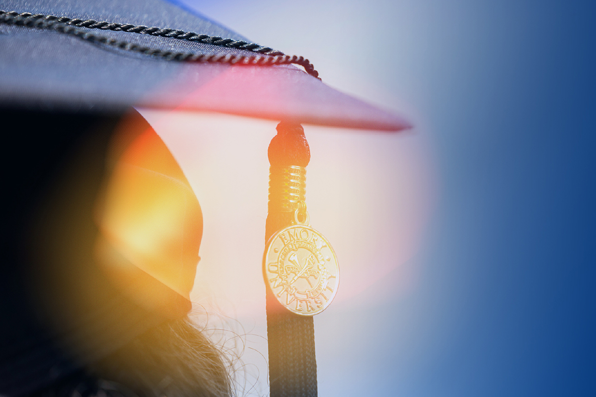 Emory University graduation cap and tassle